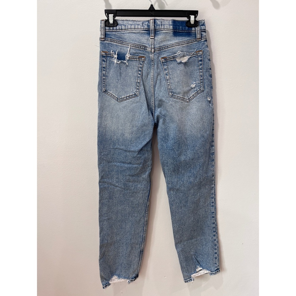 Abercrombie & Fitch Curve Love Ankle Straight Distressed Jeans 27/4L - Picture 3 of 5